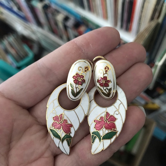 Cloisonne Jewelry - Vintage Cloisonné enamel earrings